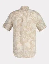 Reg Botanical Linen Print Beige Shirt