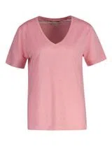 T-Shirt Reg Linen V-Neck Rosa