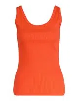 Orange Slim Ribbed Tank Top