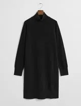 High Neck Knit Dress in Black Wool