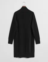 High Neck Knit Dress in Black Wool