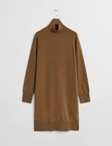 Beige High Neck Knitted Dress