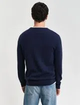 Fine wool cardigan with blue closure