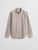 Camisa às riscas Regular Fil A Fil Castanho