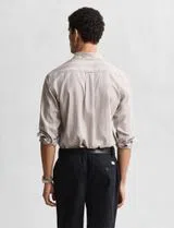Camisa às riscas Regular Fil A Fil Castanho