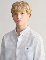 Gingham Shield Poplin Shirt Blue