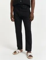 Pantalones de Lino Negro Relajados