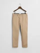 Beige Slim Twill Trousers