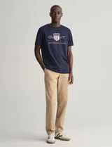 Beige Slim Twill Trousers