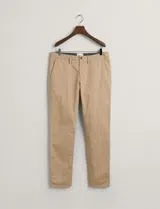 Beige Slim Twill Trousers