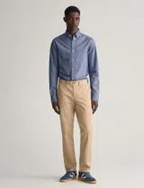 Beige Slim Twill Trousers
