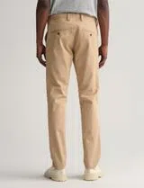 Beige Slim Twill Trousers
