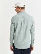 Green Stripe Cotton Linen Shirt