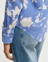 Camisa de Lino Azul con Estampado Floral