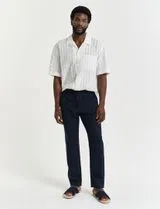 Pantalones de Lino Azul Relaxed