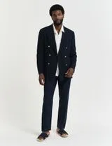 Pantalones de Lino Azul Relaxed
