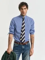 Regular Fit Gingham Poplin Shirt Blue