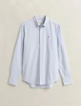 Chemise classique slim fit en popeline bleue