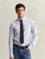 Chemise classique slim fit en popeline bleue