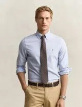 Camisa Slim Fit Classic Oxford Azul