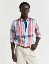 Madras Red Linen Reg Shirt