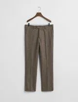Pantalons de costume en flanelle Herringbone Marron