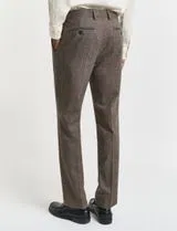 Pantalons de costume en flanelle Herringbone Marron