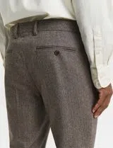 Pantalons de costume en flanelle Herringbone Marron