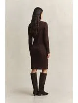 Brown Midi Knitted Dress