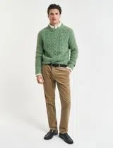 Pantalons Chino Slim en Velours Cord Beige