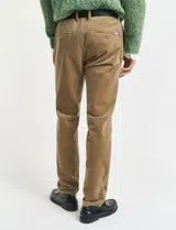 Pantalons Chino Slim en Velours Cord Beige