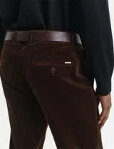 Regular Fit Corduroy Chino Trousers Brown