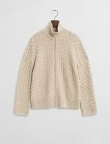 Cardigan de malha com fecho Bege