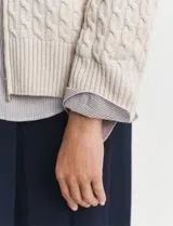 Cardigan de malha com fecho Bege