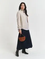 Cardigan de malha com fecho Bege