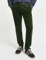 Slim Cord Green Chino Trousers