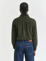 Camisa Regular Fit de Terciopelo Verde