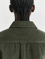 Camisa Regular Fit de Terciopelo Verde