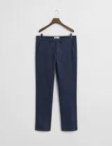 Calças Slim Herringbone Azul