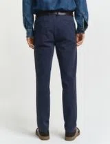Calças Slim Herringbone Azul