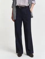 Tailored Wool Blend Blue Pants