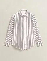 Camisa Rel Classic Poplin Striped Castanho