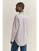 Camisa Rel Classic Poplin Striped Castanho