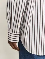 Camisa Rel Classic Poplin Striped Castanho