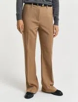 Beige Slim Flared Slacks