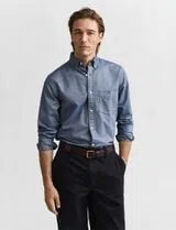 Camisa Regular Fit Classic Oxford Azul