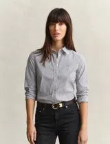 Camisa Slim Striped Poplin Azul
