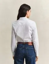Camisa Slim Striped Poplin Azul