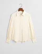 Camisa às riscas de cetim Bege