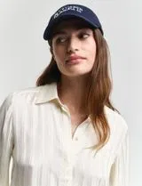 Camisa às riscas de cetim Bege